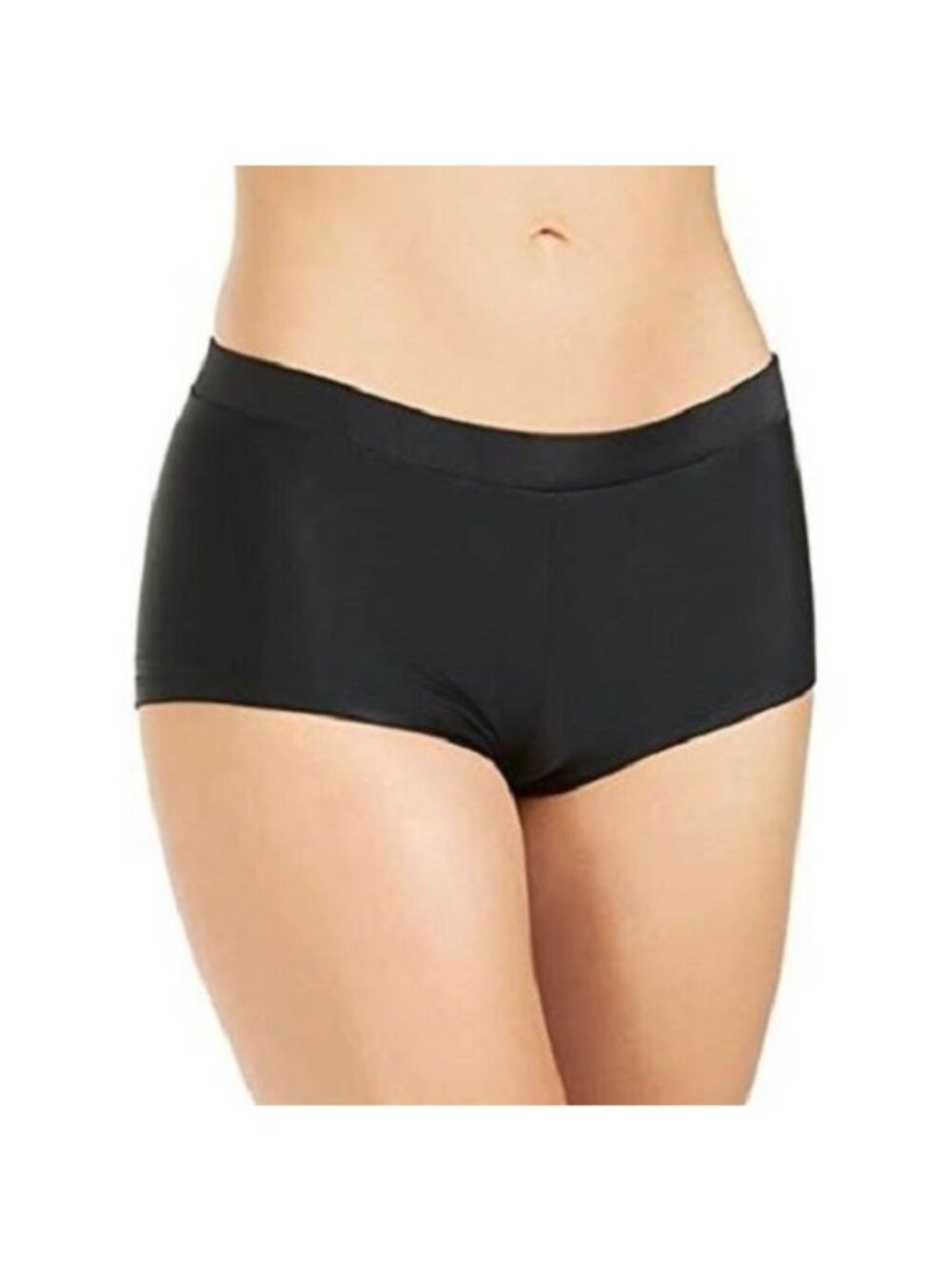 Hula Honey Womens Solid Boy Shorts Swim Bottom Separates, Black, Medium